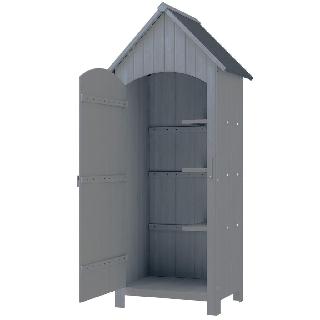 Wooden Garden Cabinet Garden Shed Tool Cabinet Wooden Hut Bituminous Roof Grey 77.5 x 54.2 x 179.5 cm