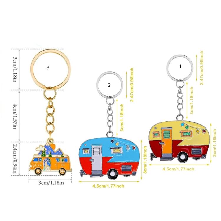 Pack of 2 Camping Car Keyrings Alloy Keychain Set Stylish Car Shape Bag Pendant Bag Accessory for Camping Lover Present