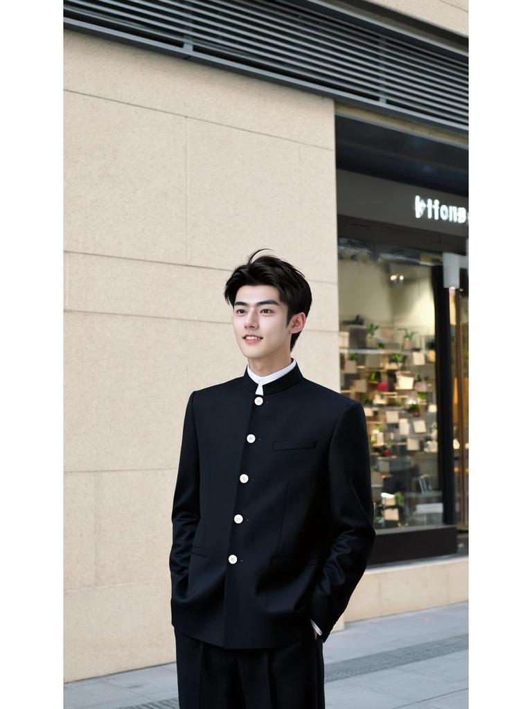 Men's Slim Fit Chinese Stand-Up Collar Zhongshan Suit - Groom Tuxedo, Four Seasons Style