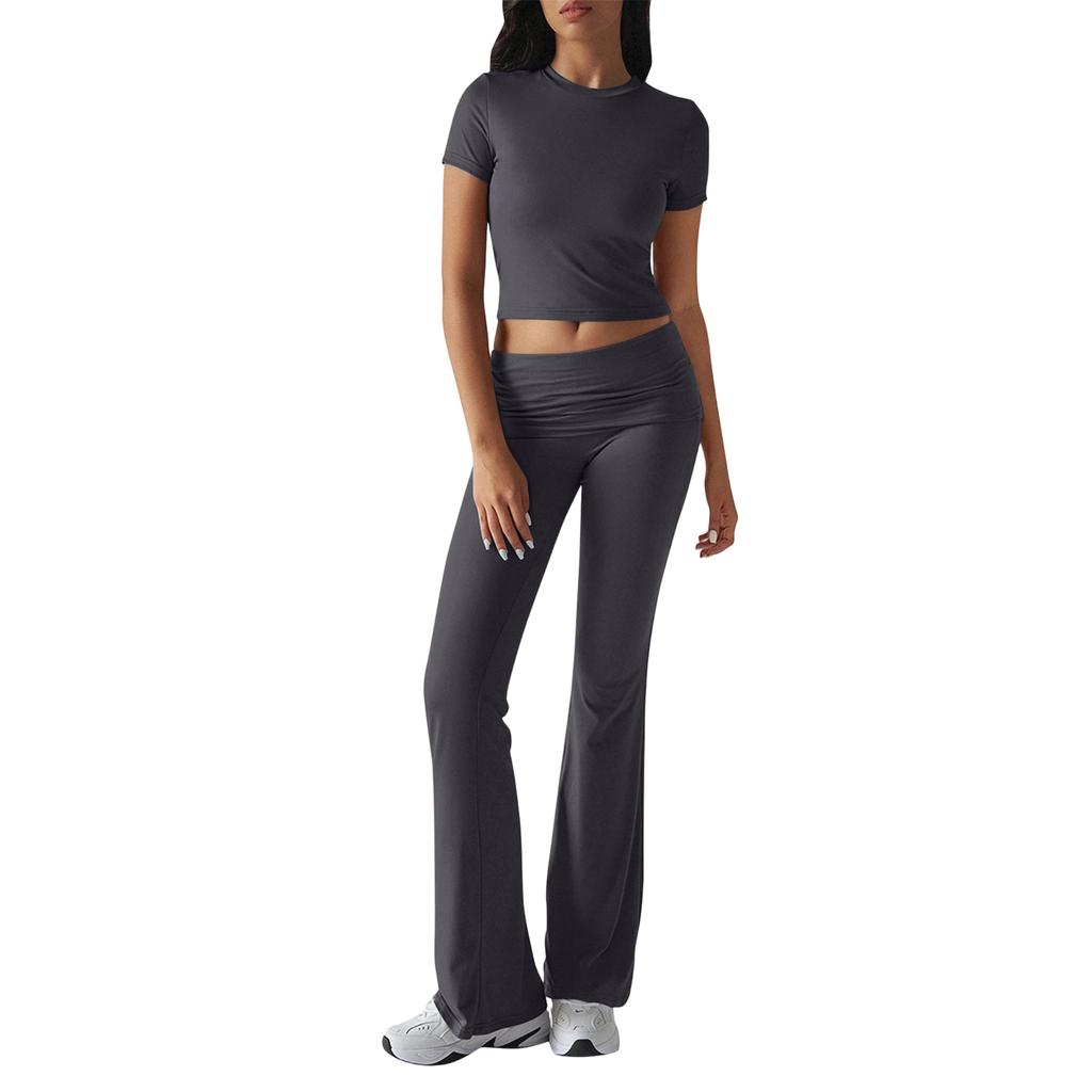 Women's Solid Color Casual Top And Pants Fashion Two-piece Set