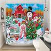 Christmas Shower Curtain for Bathroom Winter Snow Snowman Vintage Farmhouse Rustic Xmas Christmas Themed Bath Curtain With Hooks