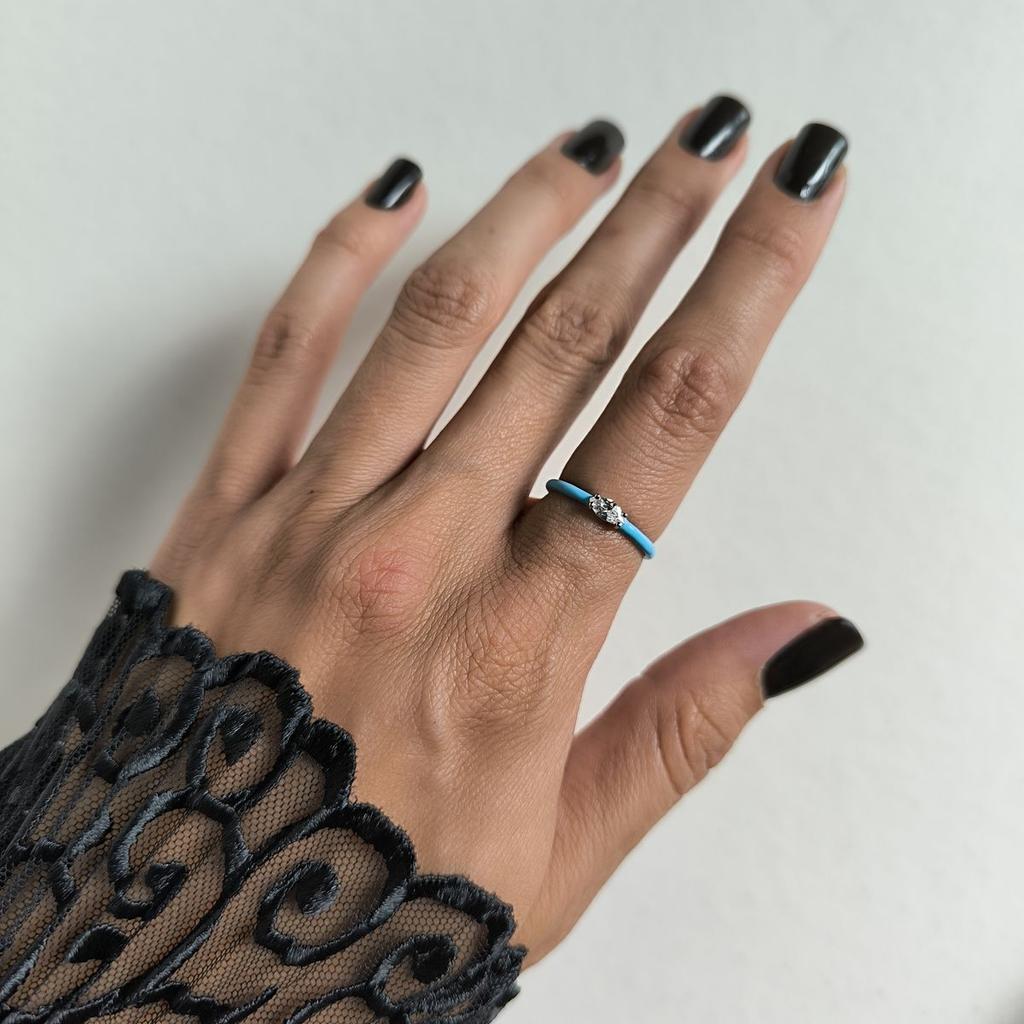 Silver Ring with Cubic Zirconia, Enamel, Product Weight 1.16 G (60002234)