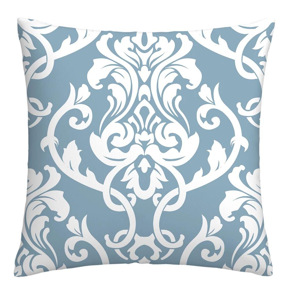Blue and White Geometric Decorative Pillowcase Living Room Office Home Pillowcase Car Ornaments