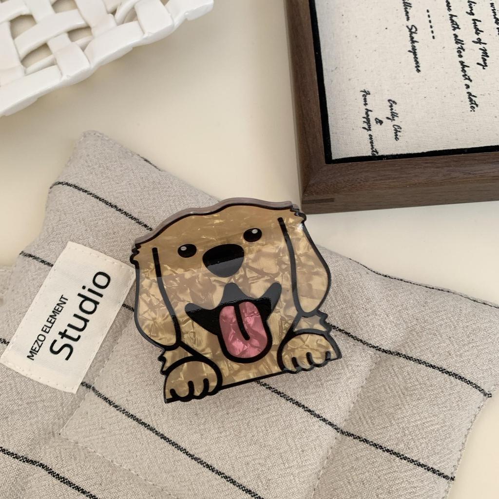 YHJ Golden Retriever Corgi Acrylic Hair Clip - Cute Animal Claw Clip for Updos & Ponytails.