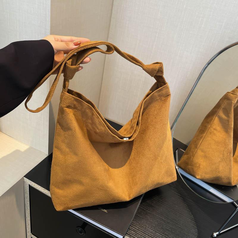 Сезонная матовая замшевая сумка-тоут, большая вместимость, повседневная сумка через плечо, модная, высококачественная женская сумка
