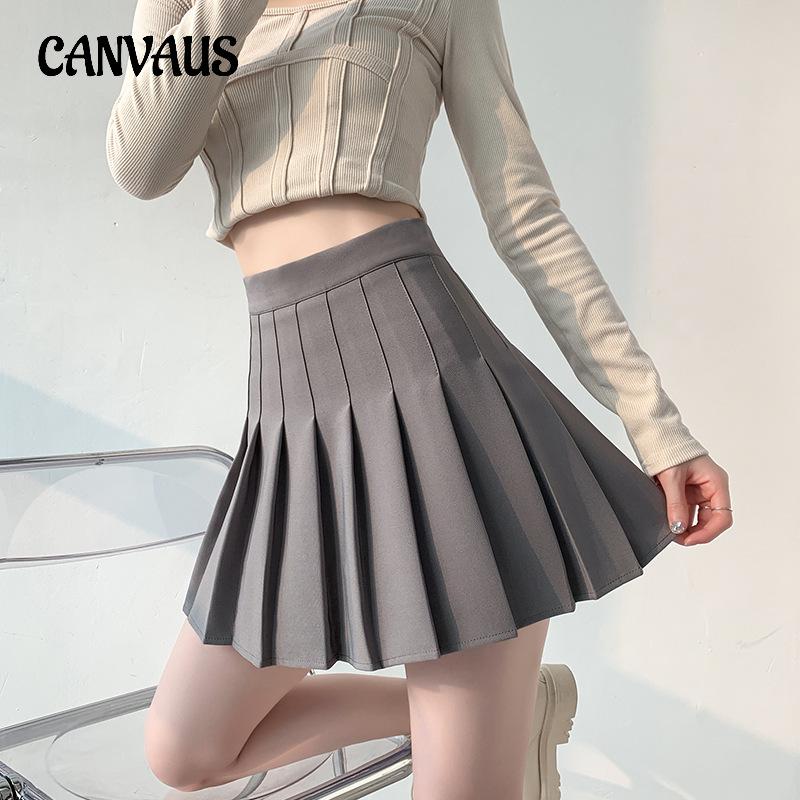 Осенне-зимняя женская плиссированная юбка, белая короткая юбка, тонкая клетчатая юбка трапециевидной формы в японскую клетку с высокой талией