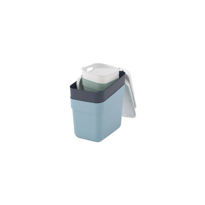 Lot de 4 Poubelles - READY TO COLLECT - 2 x 10 L + 2 x 20 L - Blanc, Vert, Bleu, Gris