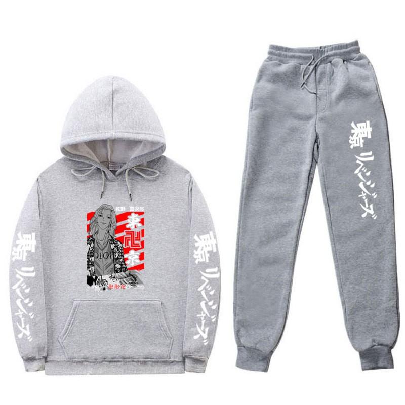 Мужской оверсайз комплект из худи и брюк Streetwear с мультяшным принтом, свободный крой, утепленный флисом, повседневный спортивный костюм