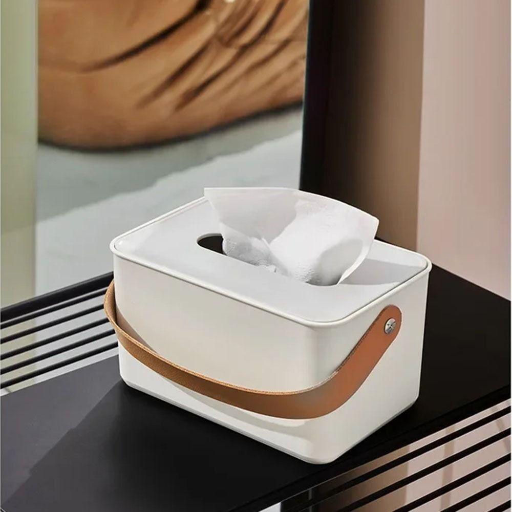 Drop-resistant Portable Tissue Box with Handle Toilet Paper Case Round Napkin Holder Tea Table