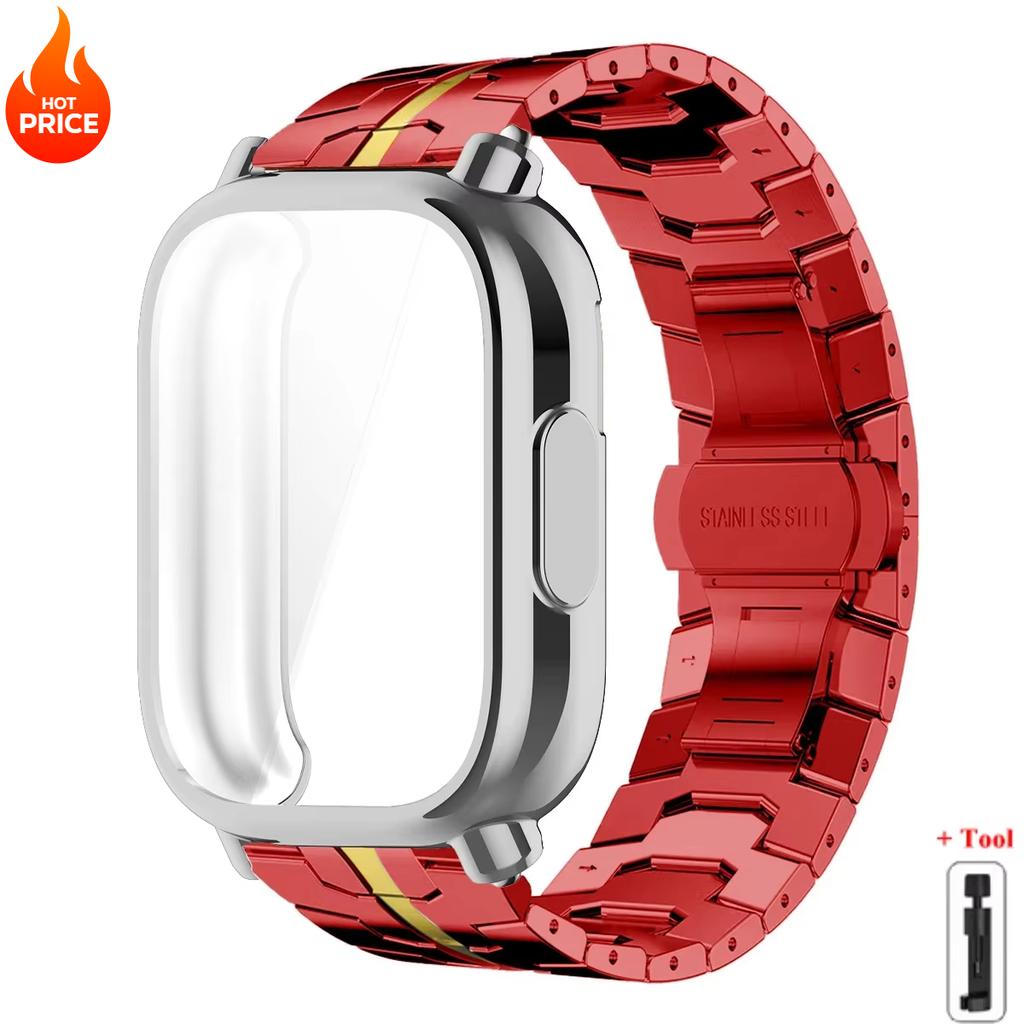 Чехол+Ремешок Для Redmi Watch 5 Active Мягкий ТПУ Чехол Для Xiaomi Redmi Watch 5 Lite Роскошный Металлический Ремешок Для Часов Браслет из Нержавеющей Стали