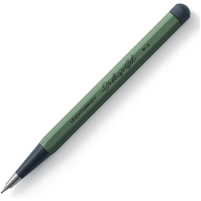 Ручка-карандаш Leuchtturm 0,7 мм Поворотный грифель №2 Оливковый 368268 Оригинальный продукт Латунный наконечник Алюминиевый шестигранный корпус Низкий центр тяжести Поворотный механизм