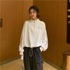 Stand Collar Sweatshirt Women's Autumn New Thin Coat Loose Korean Style Drawstring Half Zipper Short Top Women's Trendy