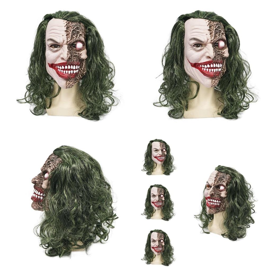 Латексная маска головы Джокера с большими глазами для костюма на Хэллоуин и розыгрышей