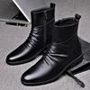 Ботинки «Челси», кожаная зимняя мужская обувь, английские модные кроссовки на молнии на молнии, противоскользящие сохраняющие тепло туфли Martin из телячьей кожи