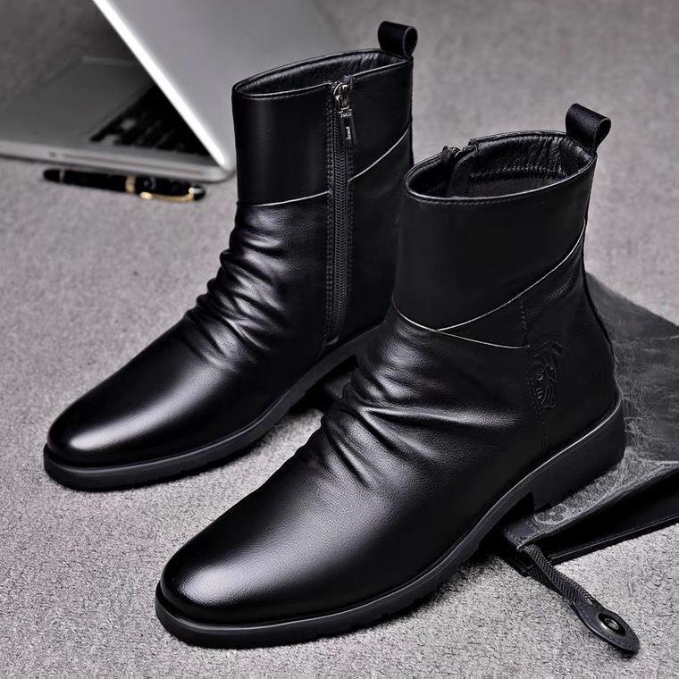 Ботинки «Челси», кожаная зимняя мужская обувь, английские модные кроссовки на молнии на молнии, противоскользящие сохраняющие тепло туфли Martin из телячьей кожи
