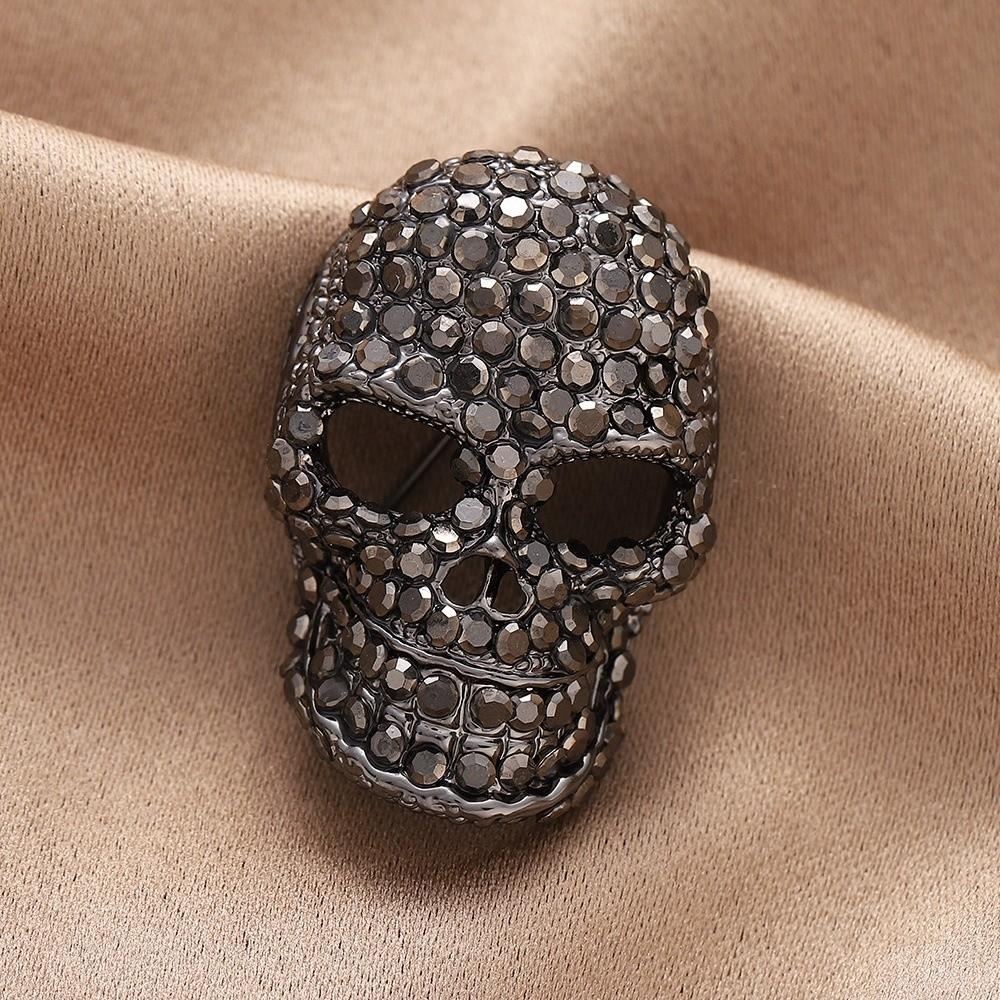 Rhinestone Halloween Skeleton Brooch Zinc Zinc Zinc Alloy Gothic Skull Badge Lapel Pin Bag Accessories