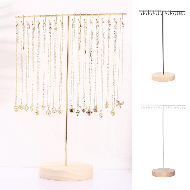 Эффективная железная стойка для подвешивания ожерелий, экономящая место, железная вешалка для ожерелий с деревянным основанием для личной коллекции украшений
