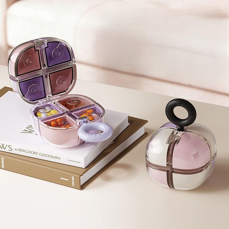 Mini Pill Case with Handle Compact Daily Pill Organizer for Pocket Purse Outdoor Travel