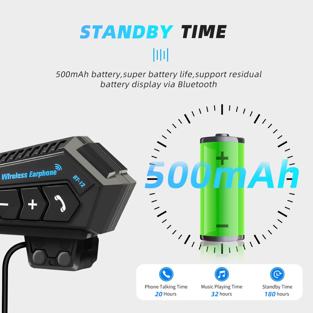 BT12 Motorcycle Helmet Headset Wireless Bluetooth 5.0 Hands-free Call Kit Stereo Waterproof Music Player Speaker for Moto Earphone
