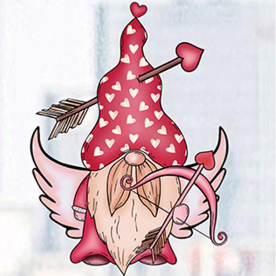 9 шт., наклейки на окно ко Дню святого Валентина, дизайн гнома-гнома с богатой формой сердца, создают атмосферу украшения, оконные наклейки на тему любви