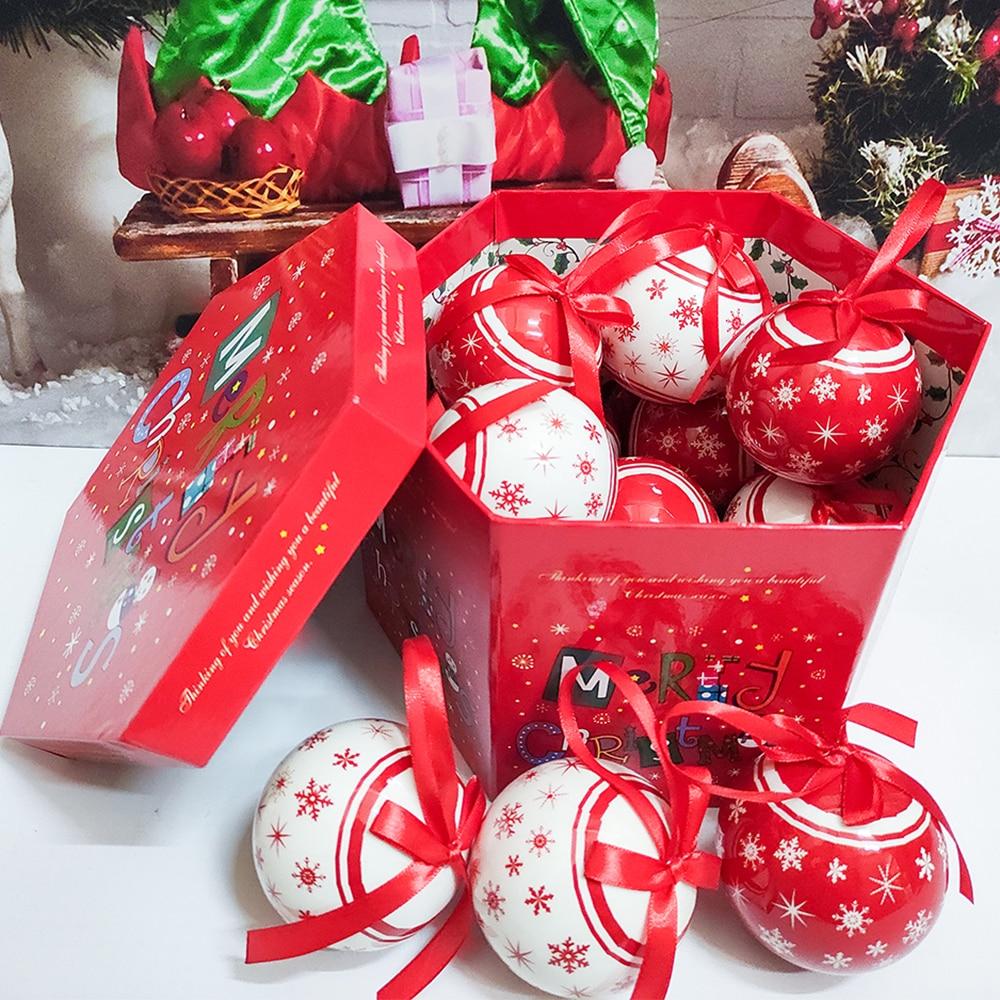 14 шт. в коробке, рождественские елочные подвесные шаровые украшения Navidad, новогодний шар, безделушка для рождественских украшений своими руками, шар с ремнями, детский подарок