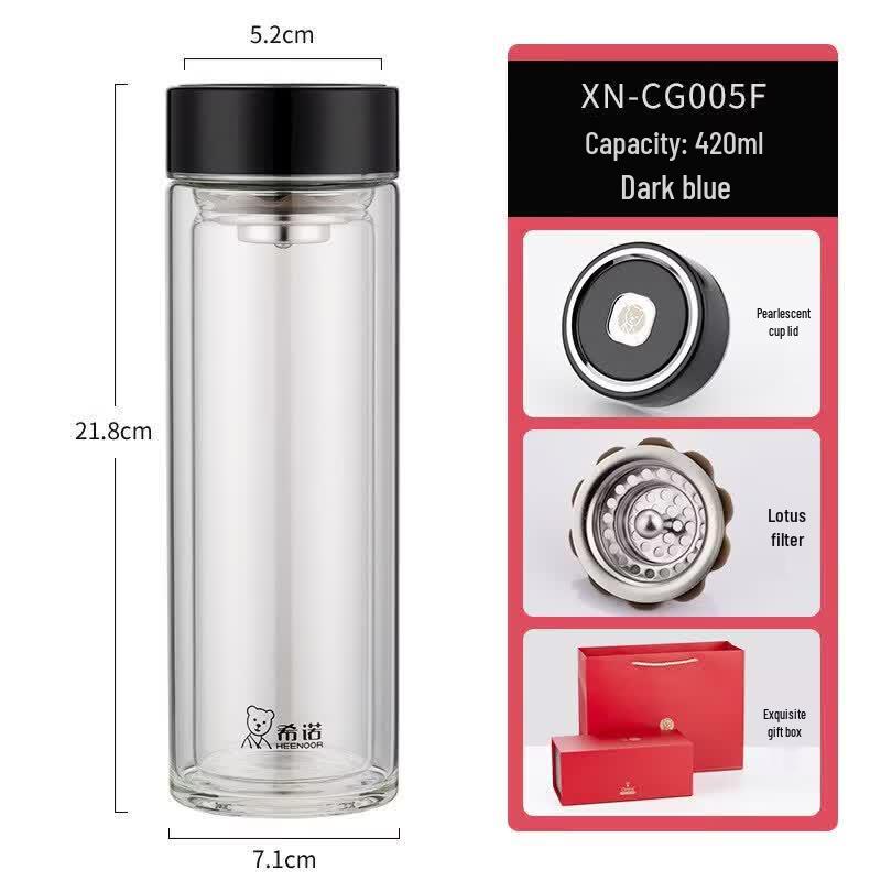 Heenoor Double-Layer Glass Tea & Water Bottle