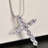 Fashion Zircon Cross Pendant Necklace For Women Choker Engagement 925 Sterling Silver Party Jewelry Dz648