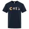 Letters Made Up Of Cats Funny Print Tshirts Men Oversized Cotton Clothing T-Shirt High Quality Brand Loose Shirts