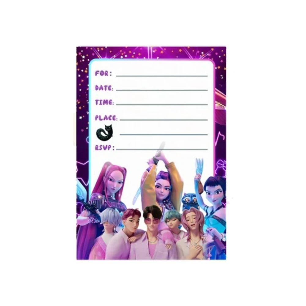 12 шт. K-pop Пригласительная открытка на вечеринку «Охотники на демонов» Аниме Одностраничная Пригласительная открытка с поздравлением с днем рождения для детей Украшение для вечеринки