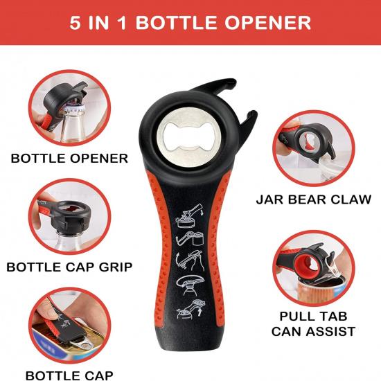 5-in-1 Multi-Function Lid Opener with Non-Slip Grip Easy for Low Strength Heavy Duty Jar Opener for Seniors Arthritic Hands 6