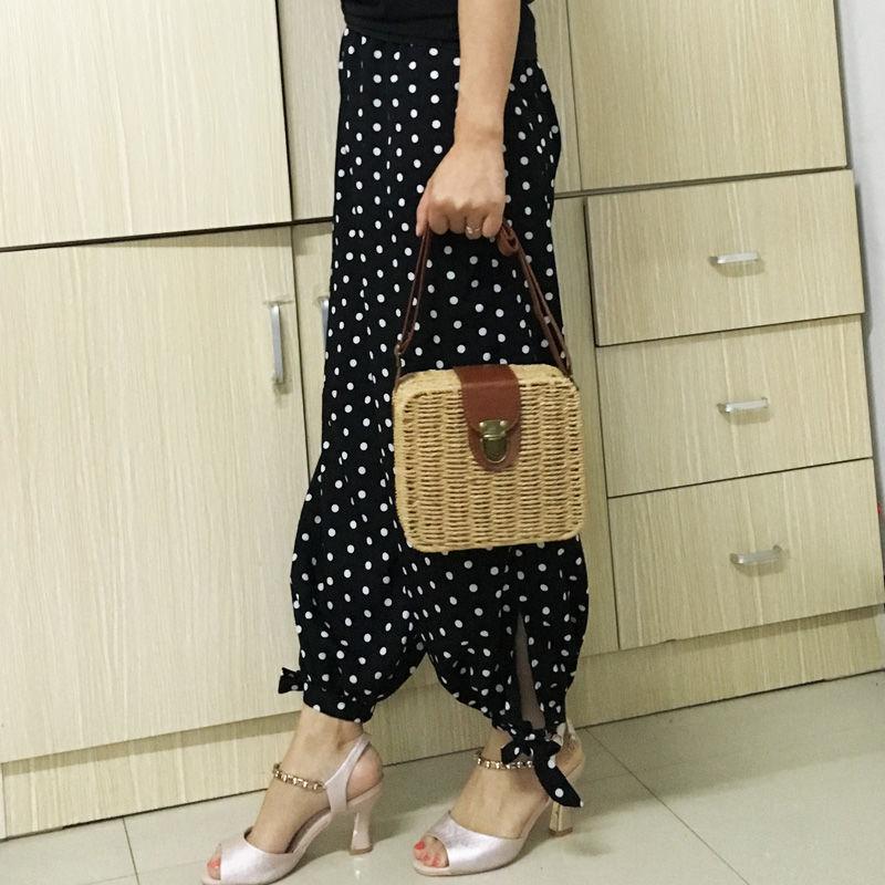 Yogodlns Летняя соломенная сумка через плечо, тканая сумка через плечо ручной работы, маленькая квадратная сумка, пляжная сумка, женская сумка для покупок, отпуск