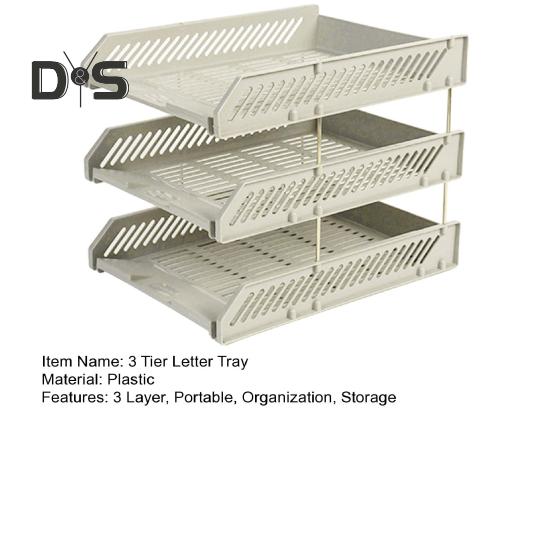 3 Tier Stackable Letter Tray Desk Paper Organizer Plastic File Document Storage Rack for Home Office School