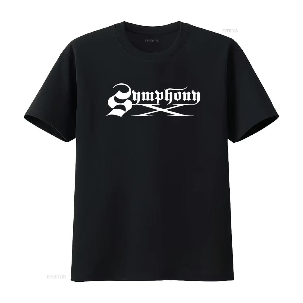 Symphony X Gothic Font Design T Shirt for Men and Women Available in Sizes S XXL Colors Black White vintage Washed Versatile