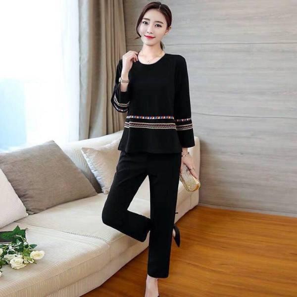 Женский свободный облегающий костюм больших размеров - M~5XL, длинный рукав, из двух частей, весна/осень