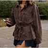 Women Fashion Leopard Print Jacket Autumn Winter New In Coats with Belt Long Sleeve Lapel Jackets Lady High Street Outwears