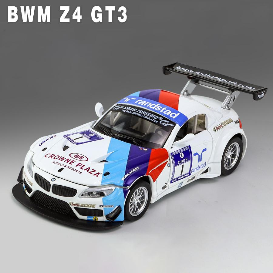 1/32 BMW Z4 GT3 Суперкар Модель легкосплавного спортивного автомобиля Литой звук Супер гоночный подъемный хвост Горячая машина Колесо для детей Подарки