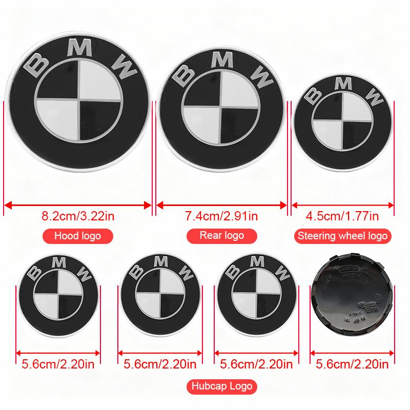 1/4/7Pcs For BMW M3 M4 E46 E90 E60 F30 Car Front And Rear Logos Wheel Hub Center Covers Steering Wheel Stickers Auto Accessories IH2