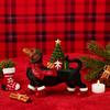 Lighted Dachshund Christmas Decoration Resin Dachshund Ornament with Scarf Boots Light-up Tree Cute Dachshund Figurine for Festive Table Mantel Decor