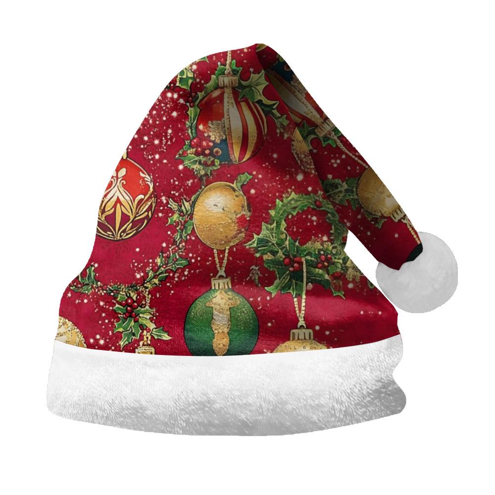 2024 Personalized Christmas Santa Hat - Short Plush, Printed, for Adults & Kids