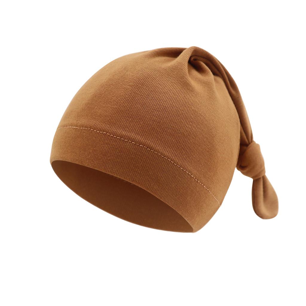 Unisex Soft Cotton Baby Hat with Tail Design & Pacifier Holder, Breathable Adjustable Newborn Cap for 0-12 Months, Spring Autumn Infant Headwear