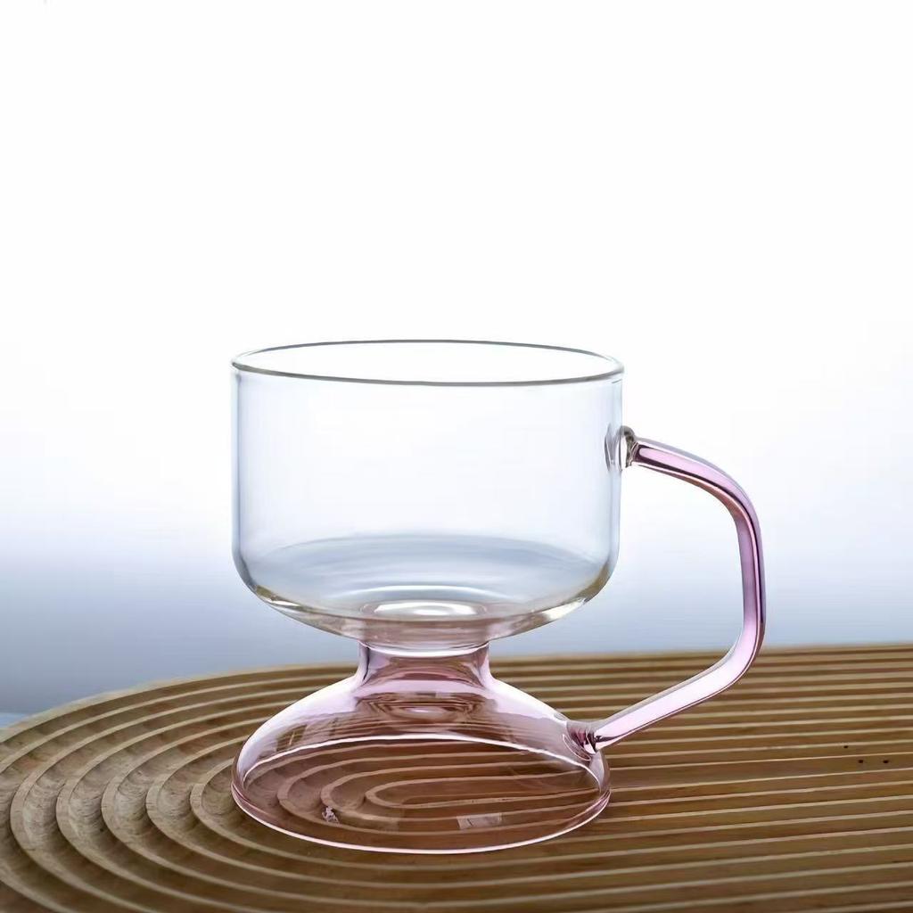 Утолщенная цветная ручка стекло прозрачное боросиликатное стекло чашка для завтрака бытовая нишевая высокая кофейная чашка