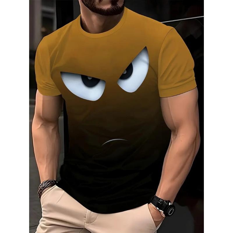 Летний круглый вырез с 3D забавными мультяшными узорами, модные повседневные футболки с короткими рукавами для мужчин