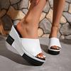 Large Size Wedge Heel Fish Mouth Sandals Summer New Thick Sole Heightening Word with Beach Women's Shoes