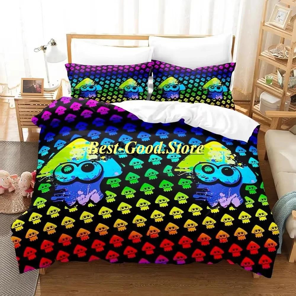 Splatoon 3 Inkling Squid Комплект постельного белья Single Twin Full Queen King Size Комплект постельного белья Aldult Kid Bedroom Комплект пододеяльников Комплект постельного белья