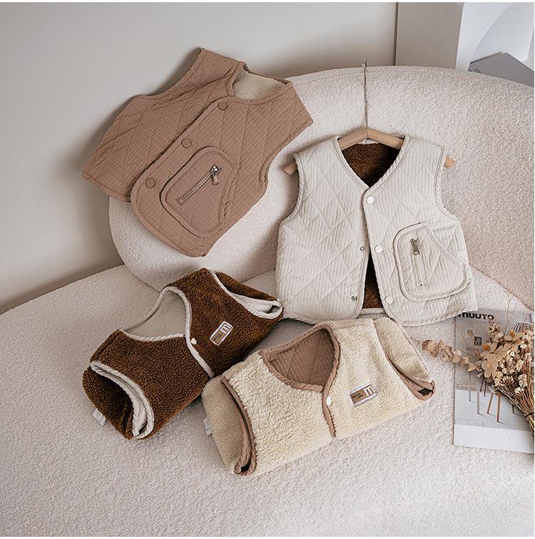 Детский жилет без рукавов из овечьей шерсти на флисовой подкладке для весны и осени - Унисекс