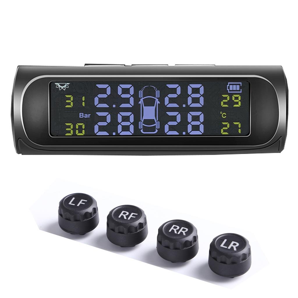 Автомобильная система контроля безопасности шин TPMS, солнечная энергия, цифровой ЖК-дисплей, автоматическая охранная сигнализация, внешний датчик давления в шинах