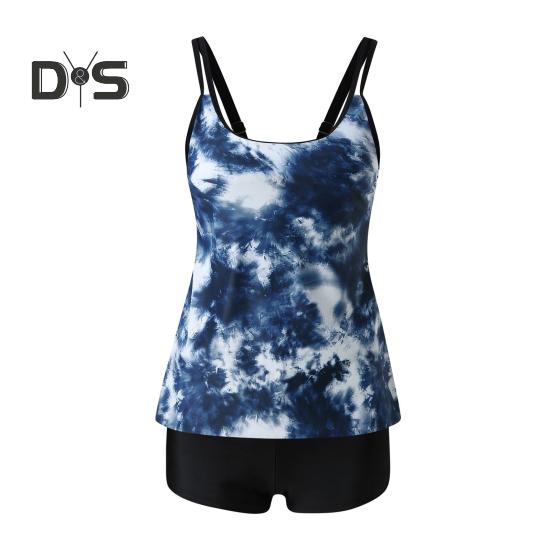 Комплект из 2 предметов: танкини, съемный ремешок, нагрудная накладка, регулируемые лямки, топы с эластичной талией, принтованные плавки, комплект пляжной одежды