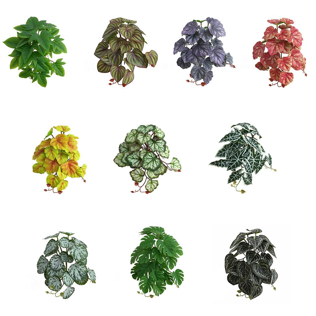 Reptile Plants Tropical Realistic Leaves Terrarium Tank Plant for Bearded Dragons Tortoises Tree Frogs Multiple Options