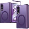 Shockproof Magnetic Phone Case with Full Hinge Protection and Tempered Glass for Samsung Galaxy Z Fold 8-Purple