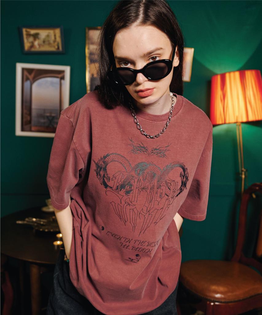 IFYOUWANT Distorted Pigment Tee Dusty Pink